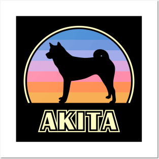 Akita Vintage Sunset Dog Posters and Art